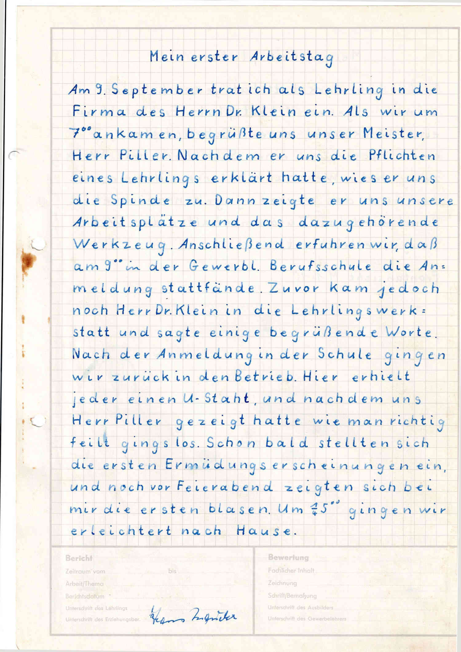 Berichtsheft Heinz Mauder